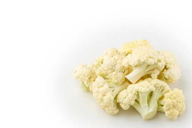 Cauliflower pieces isolated on white background