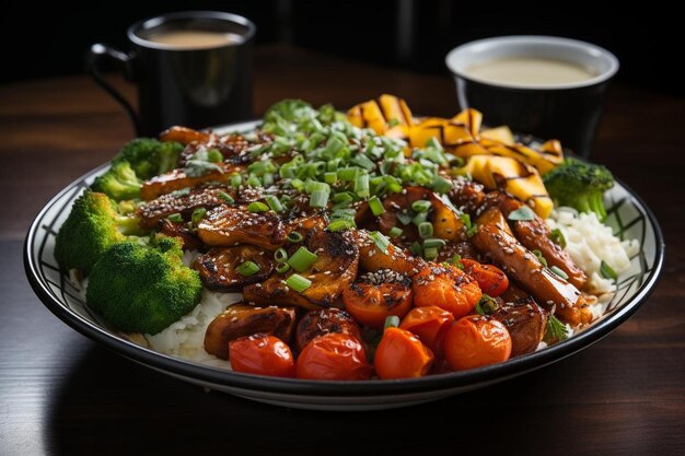 Photo cauliflower rice stirfry with mixed vegetables