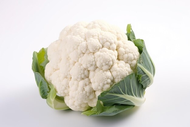 Cauliflower on white background Fresh vegetables Healthy food concept