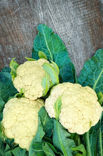 Cauliflower on wooden background