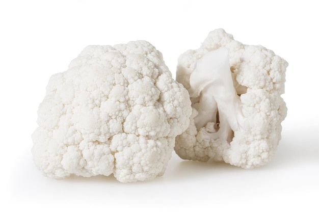 Cauliflowers isolated on white background with clipping path