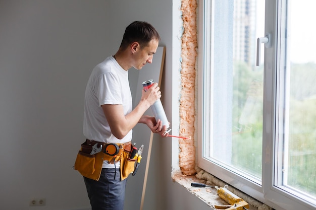 Caulking a new window frame