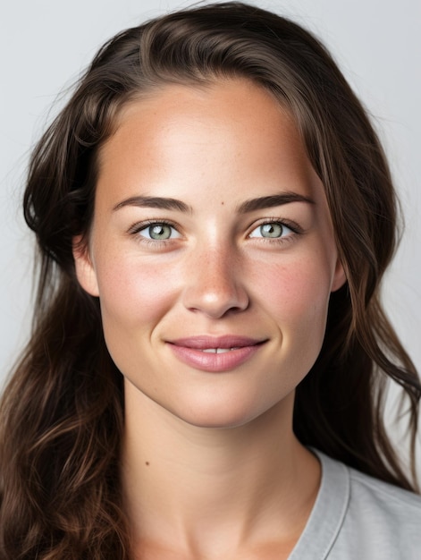 Photo causal young female without make up showing skin texture