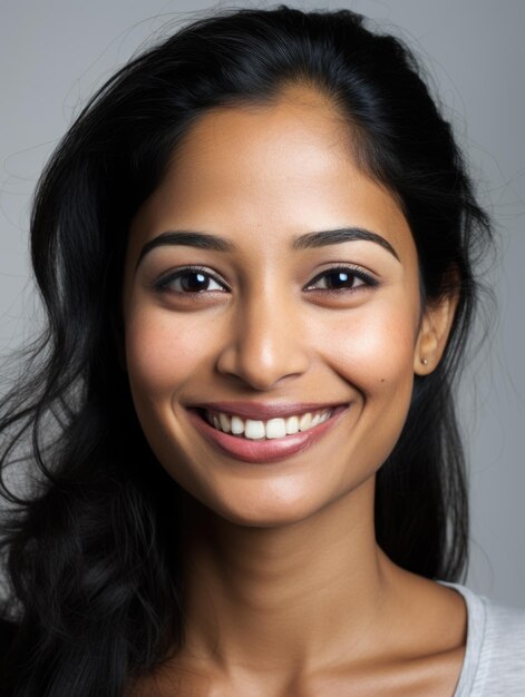 Causal young girl with detailed skin textured face