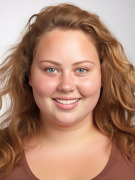 Photo causal young girl with detailed skin textured face