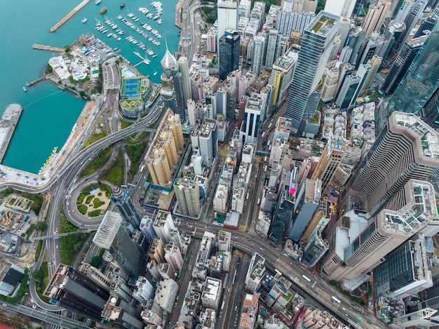 Causeway Bay Hong Kong 03 February 2022 Aerial view of Hong Kong city