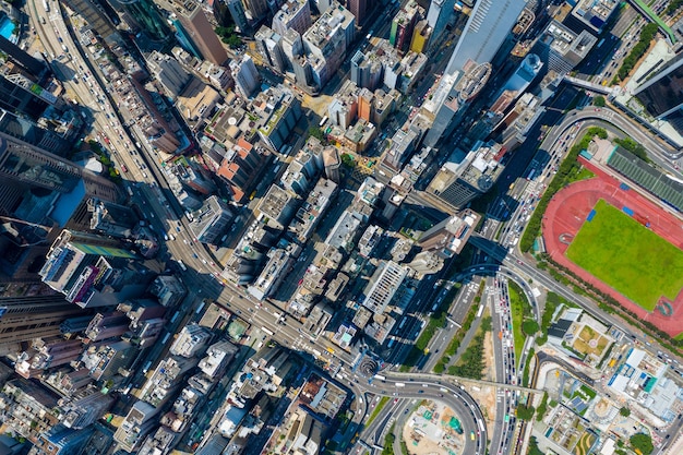 Causeway Bay, Hong Kong 11 September 2019: Top view of Hong Kong island