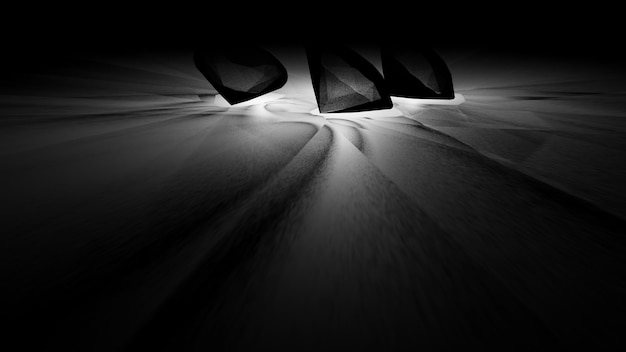 Caustic light from white diamond refraction in a dark table 3D Rendering