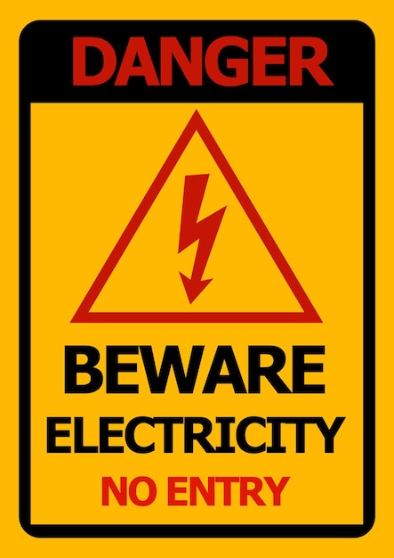 Photo caution danger beware electricity no entry sign or background