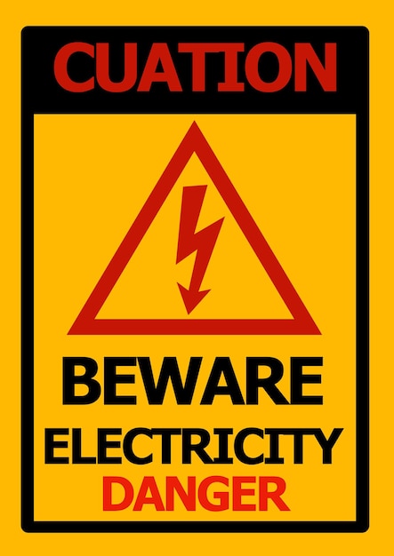 Photo caution danger beware electricity no entry sign or background