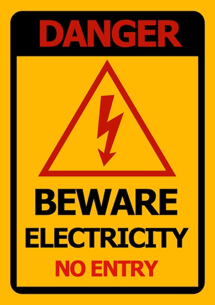 Фото Осторожно, опасность, остерегайтесь электричества, нет входного знака или фона.
