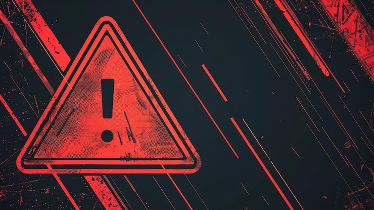 Photo caution sign alerting of potential danger in urban environment at night