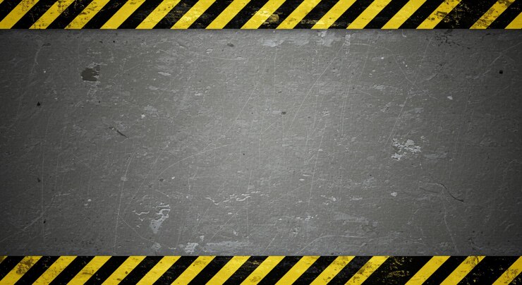 Photo caution stripes gray background