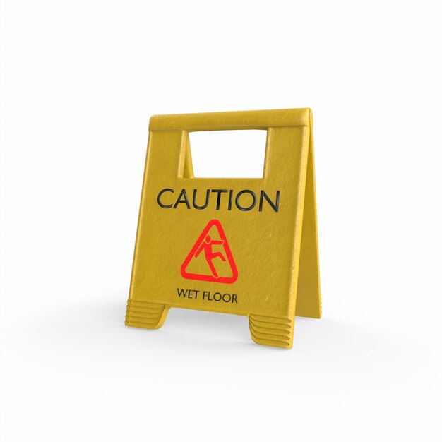 caution wet floor sign 3d modelling