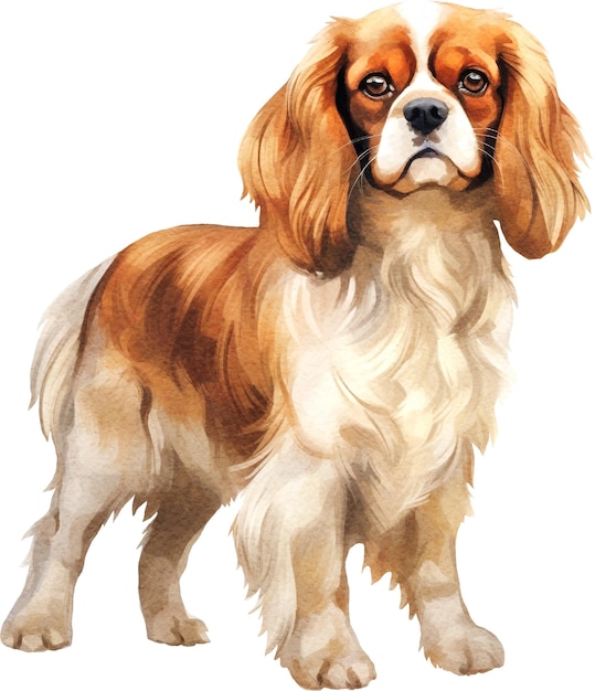 Cavalier dog watercolour illustration