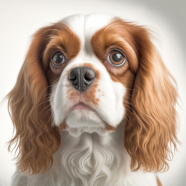 Cavalier King Charles Spaniel hond geïsoleerd op witte achtergrond Generatieve AI