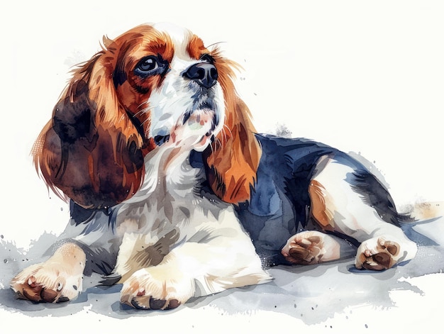 Cavalier King Charles Spaniel watercolor isolated on white background