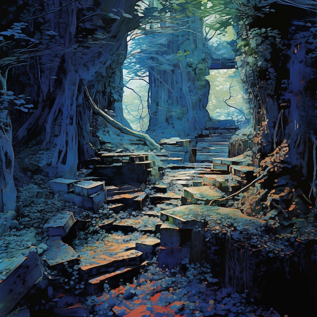 Photo cave blue colors