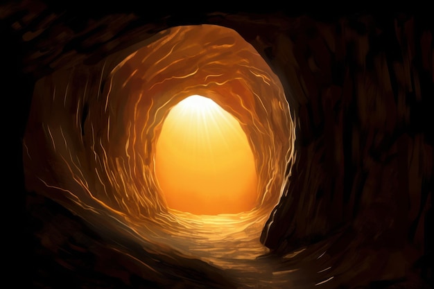 Cave door sun Generate Ai