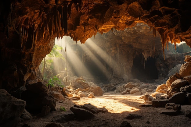 Генеративный искусственный интеллект пещеры с естественным освещением
