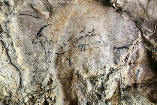 Cave painting in prehistoric style