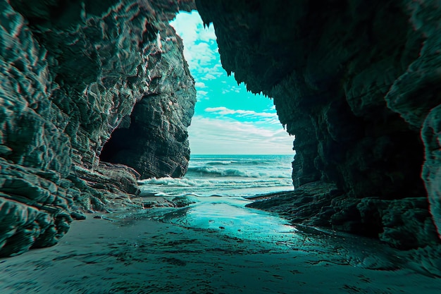 Photo cave on the seashore beautiful seascape