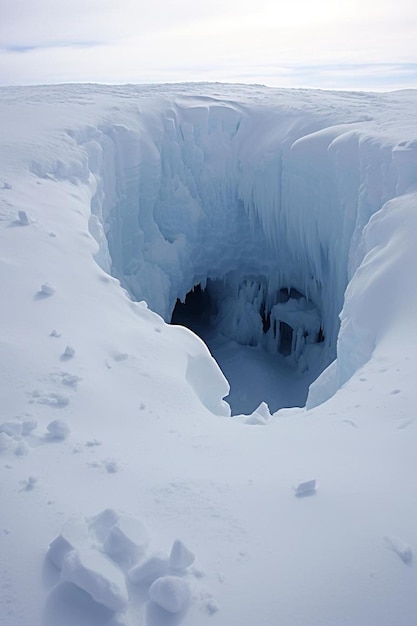 Photo a cave in the snow