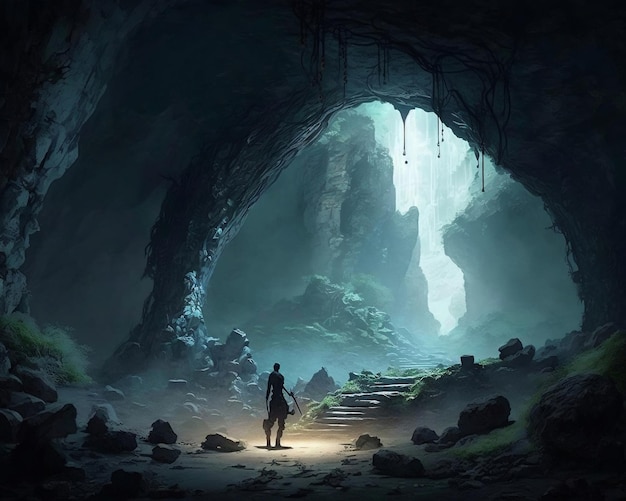 Пещера, источающая запретную и загадочную ауру, генерирующую искусственный интеллект