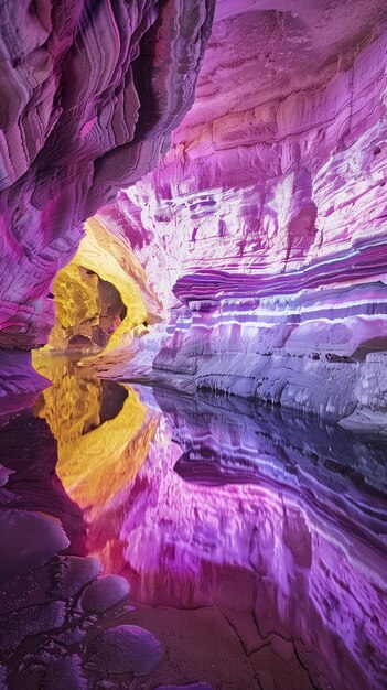 사진 핑크색 과 노란색 의 줄무 모양 의 동굴