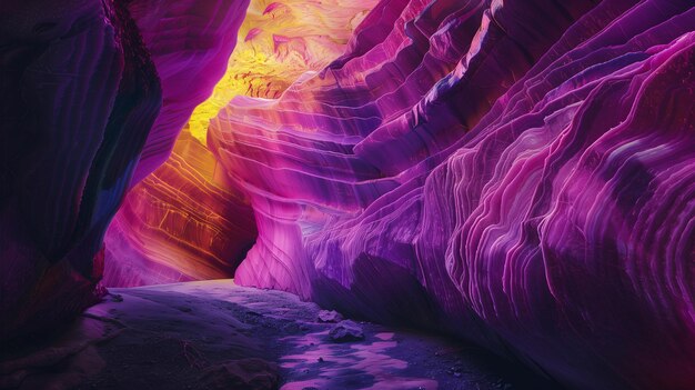 Cave with Purple Pink and Yellow Rippled Forms