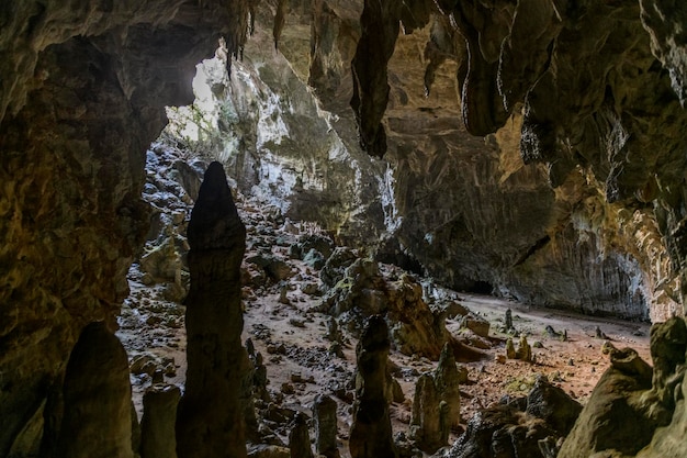 Photo cave with stalactites and stalagmites a cave in the mountain in turkey close to marmaris beautiful undeground view