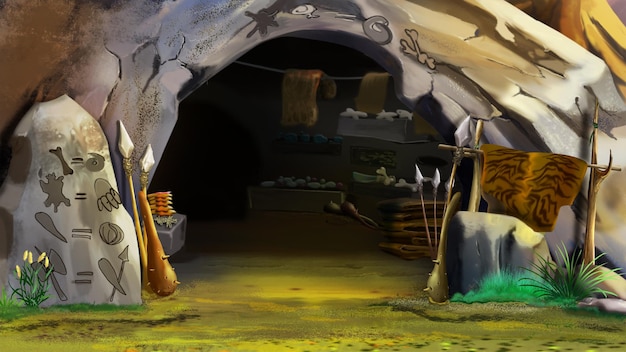 caveman cave in prehistoric era