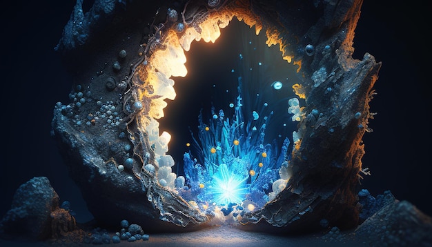 Cavern portal digital art illustration Generative AI