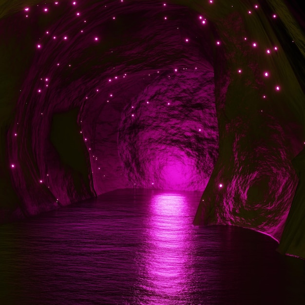 cavern with lights at night