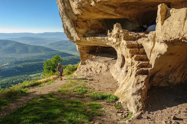 Photo caves at tepe kermen, crimea