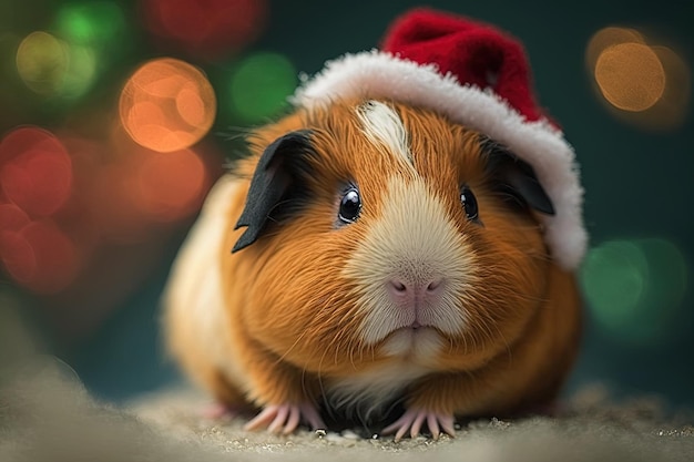 Cavia's voor Kerstmis is geen kerstcadeau Schattige kleine dieren huisdieren gezellige sfeer knaagdier high definition kunst generatieve kunstmatige intelligentie