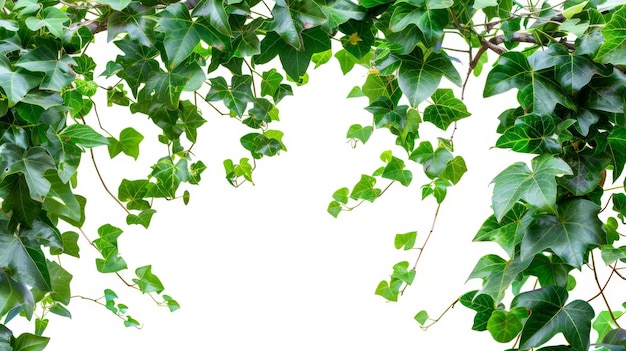 Cayratia trifolia threeleaved bush vine nature frame jungle border with clipping path isolated on white background