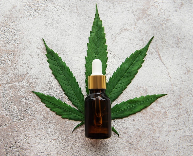 CBD oil, hemp tincture, cannabis cosmetic product for skin care. Alternative medicine, pharmaceutical medical cannabis.