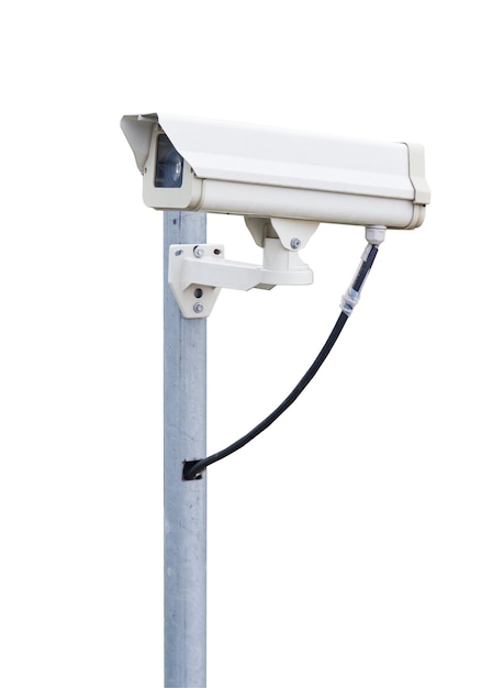 CCTV camera on white background