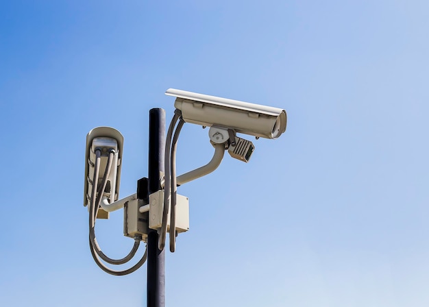 CCTV cameras installed outside the building safety protection concept