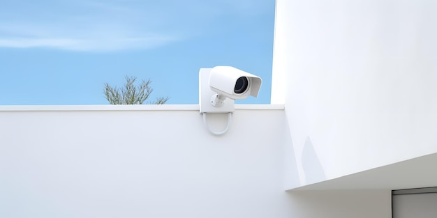 CCTV met zonne-helft op een hoge muurconcept ai