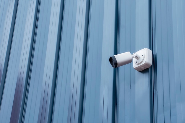 CCTV monitoring. Outdoor video surveillance camera for object protection.