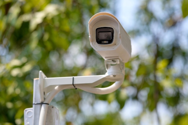 Cctv outside building safety protection concept