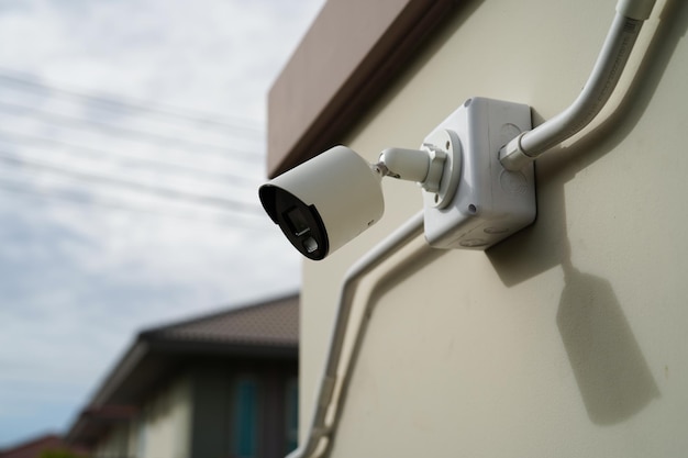 CCTV security camera system outdoor in private house or village Closed Circuit Television System