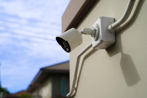 CCTV security camera system outdoor in private house or village Closed Circuit Television System