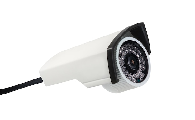 白の CCTV セキュリティ カメラ