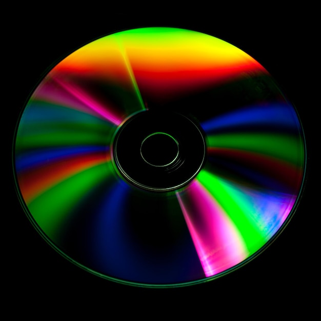 Photo cd and dvd disk on black background