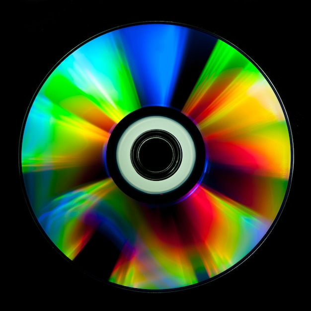 CD and DVD disk on black background