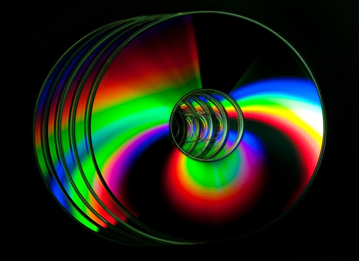 Photo 검정색 배경에 cd 및 dvd 디스크