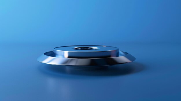 Photo a cd is on a table with a blue backgroundabstract energy glowing circle halo 3d rendering scene co